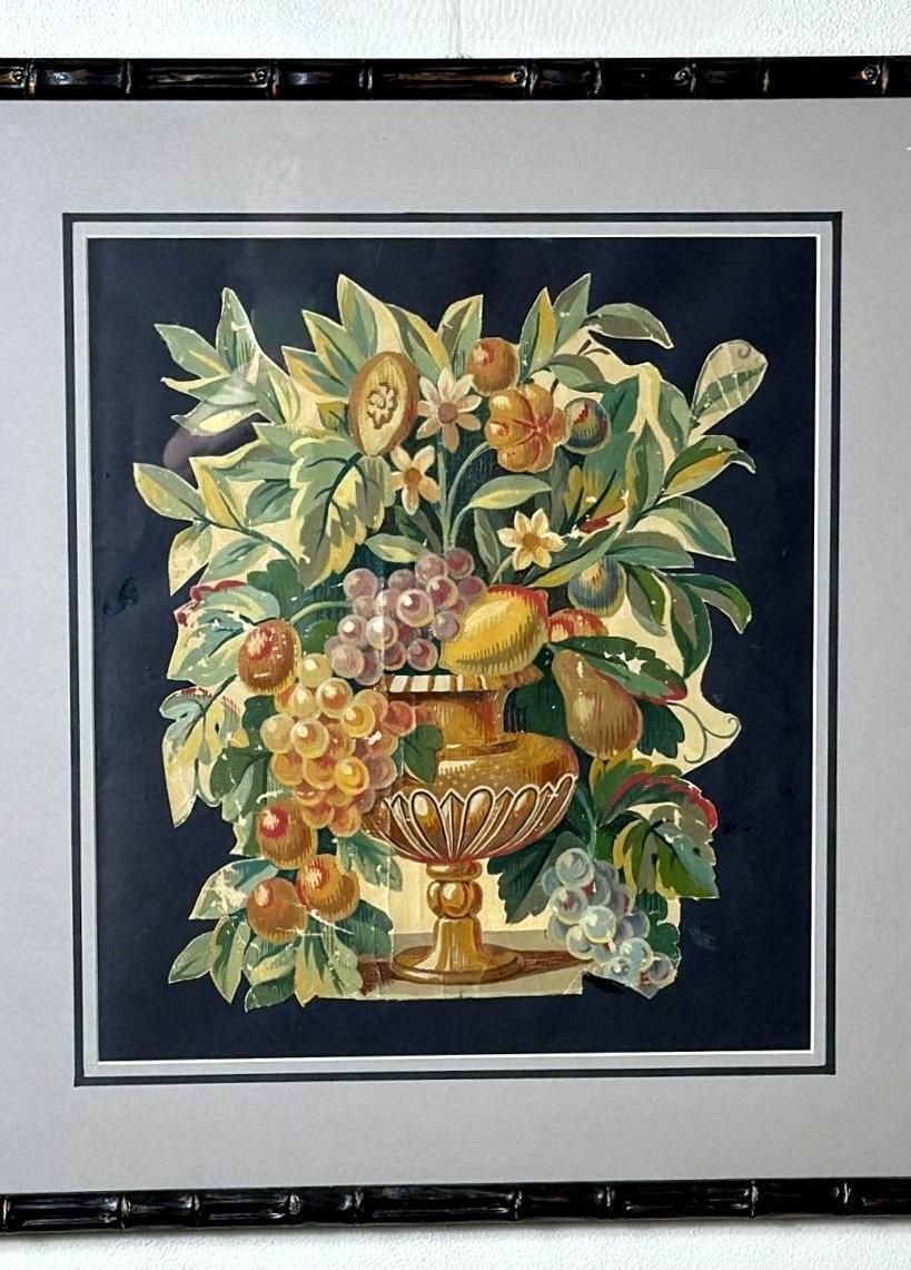Painting Cutout Oil On Canvas Framed With Faux Bamboo Wood  03 photo Art