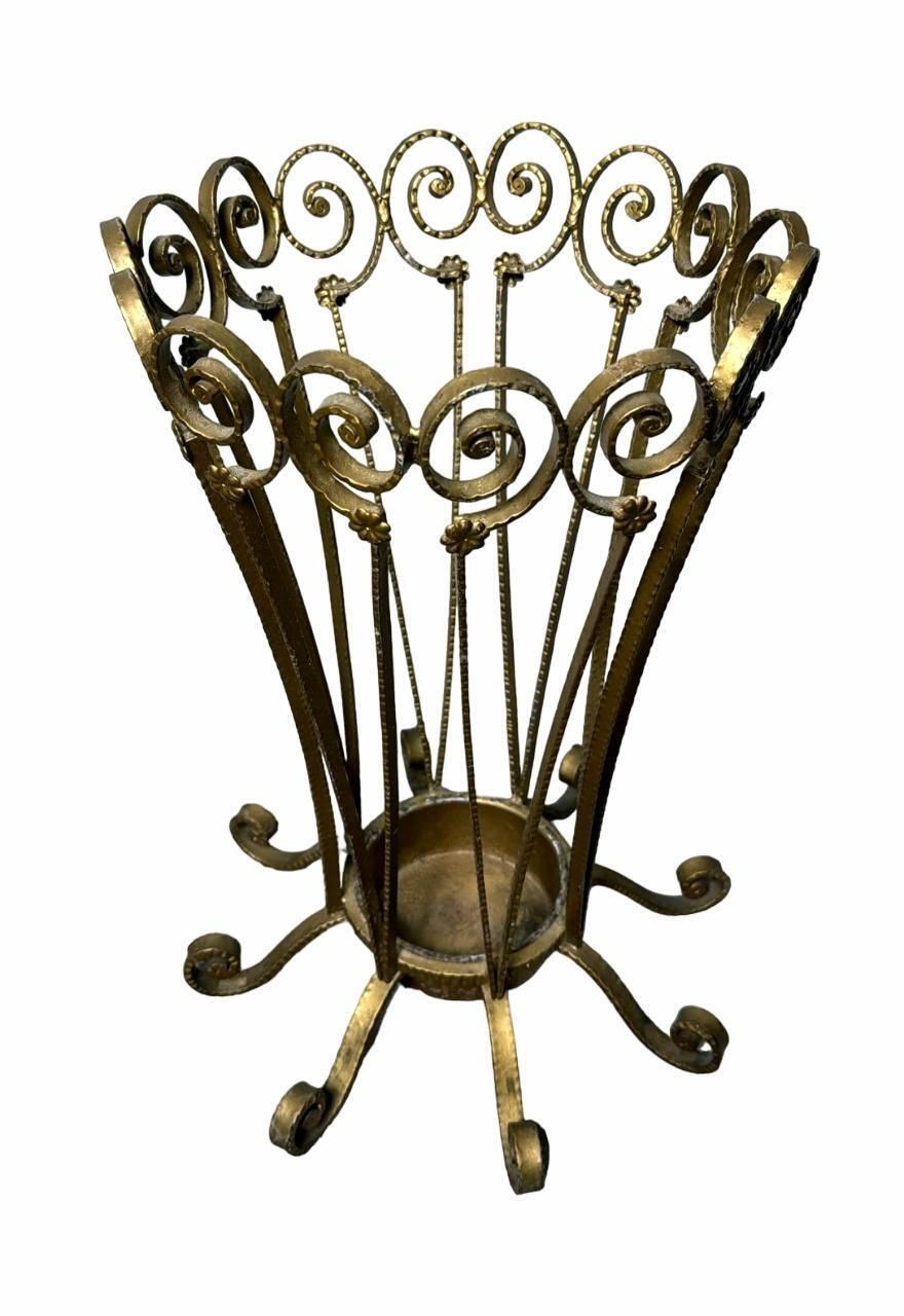 Pier Luigi Colli Style Gilded Wrought Iron Umbrella Stand photo furniture