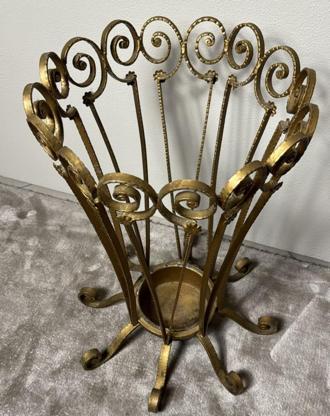 Pier Luigi Colli Style Gilded Wrought Iron Umbrella Stand photo Home Decor