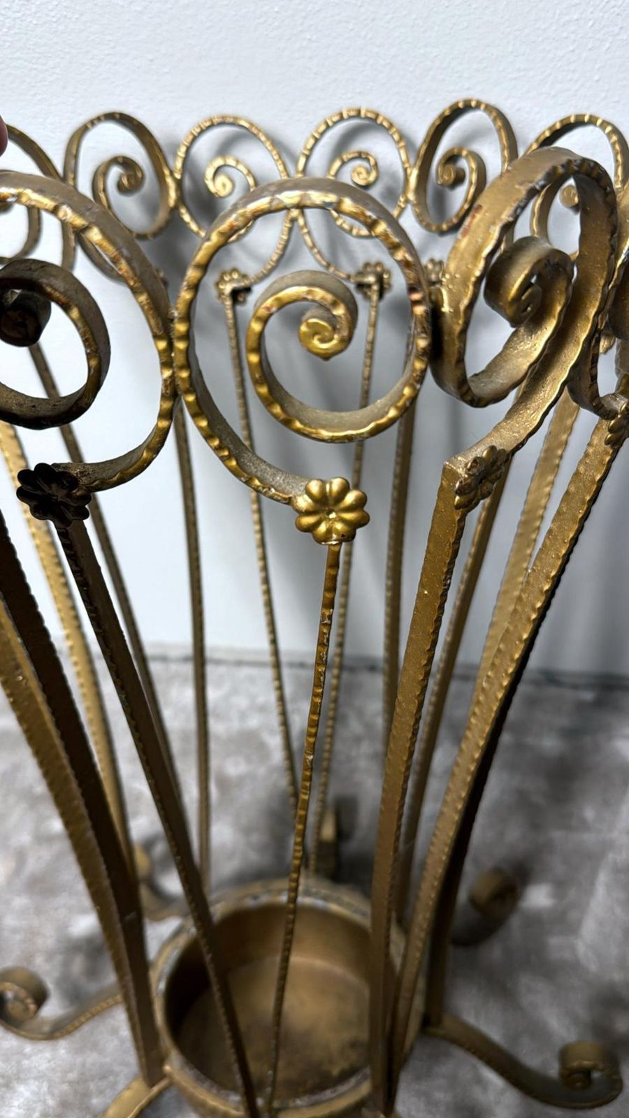Pier Luigi Colli Style Gilded Wrought Iron Umbrella Stand photo buy