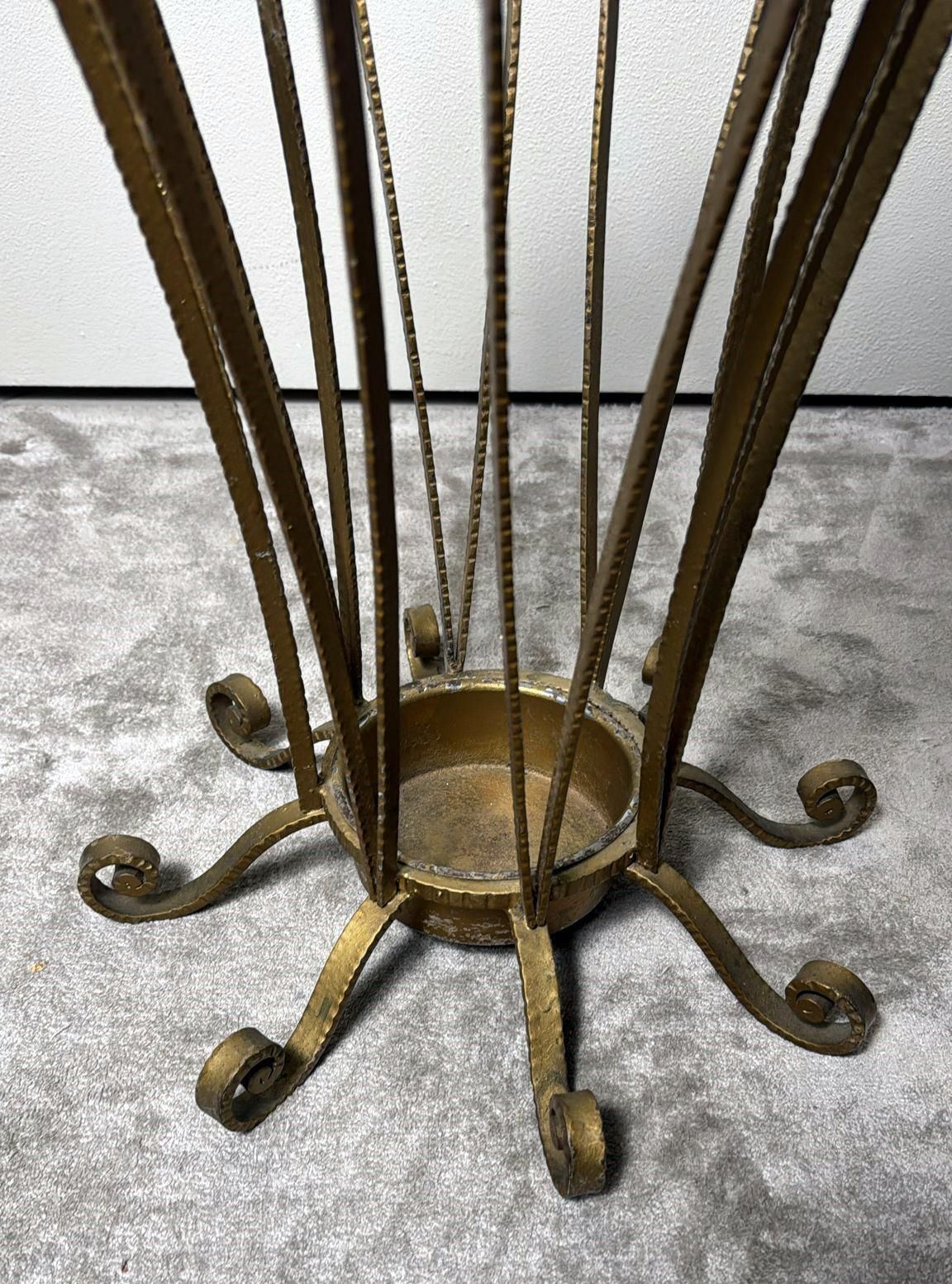 Pier Luigi Colli Style Gilded Wrought Iron Umbrella Stand photo vintage