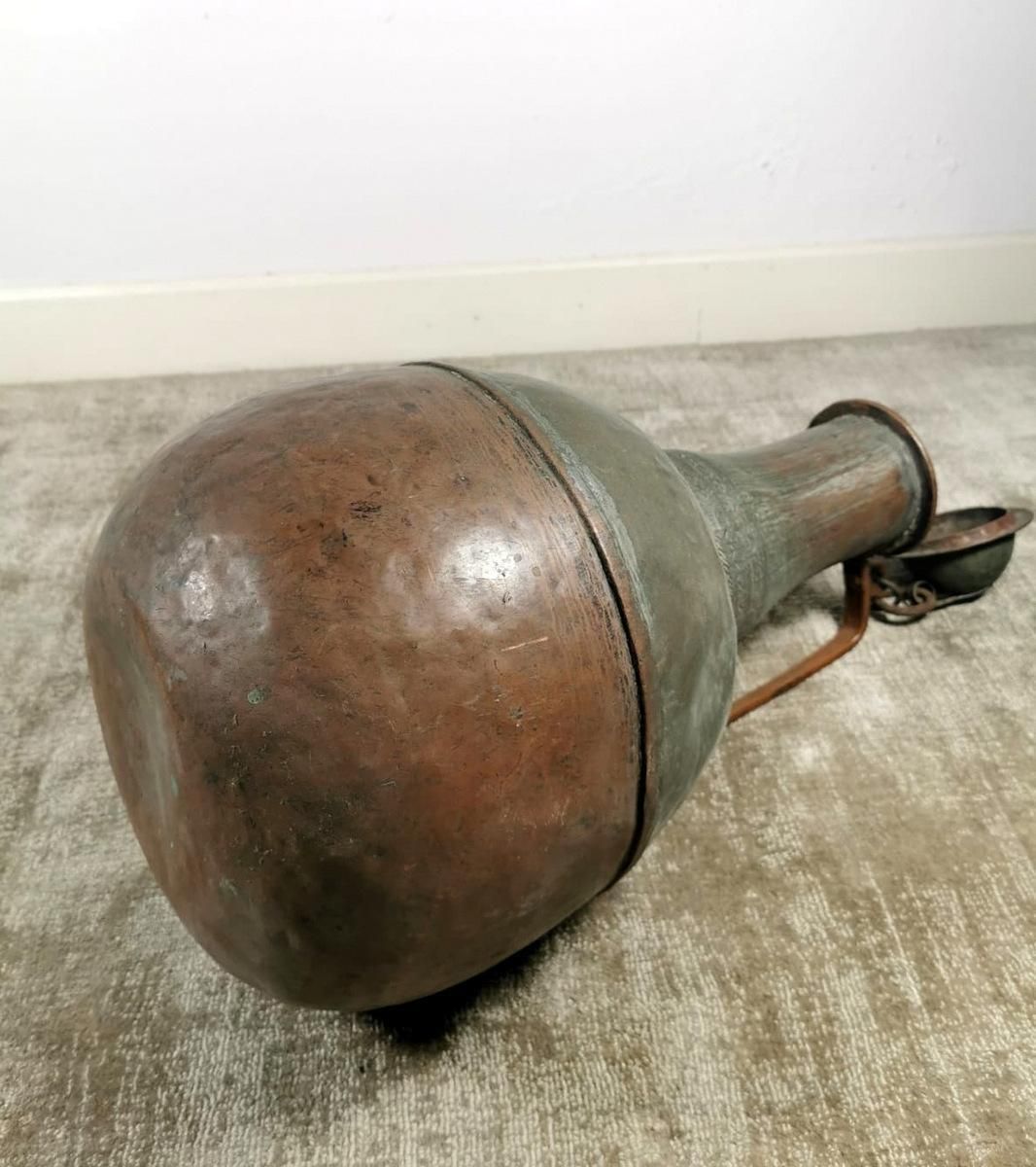 photo buy Antique Spanish Copper Jug With Lid All Hand Forged With A Beautiful Patina