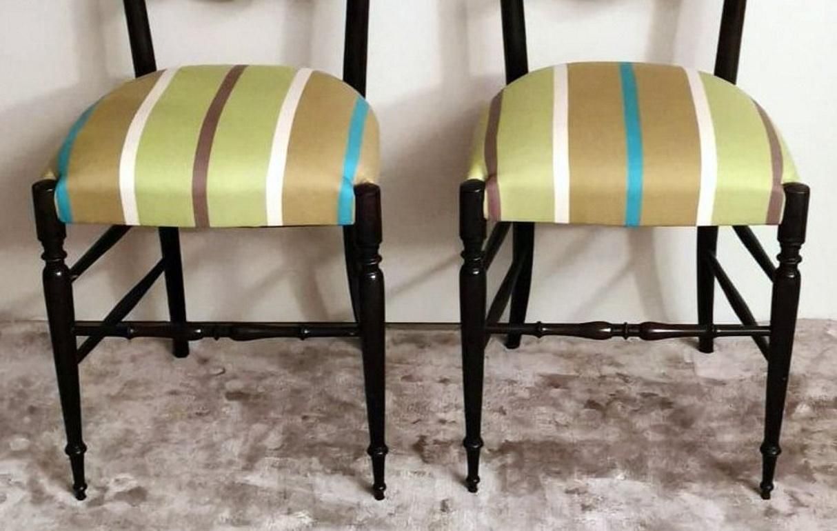 photo furniture Paolo Buffa Style Pair Of Chiavari Chairs In Italian Wood With High Backrest