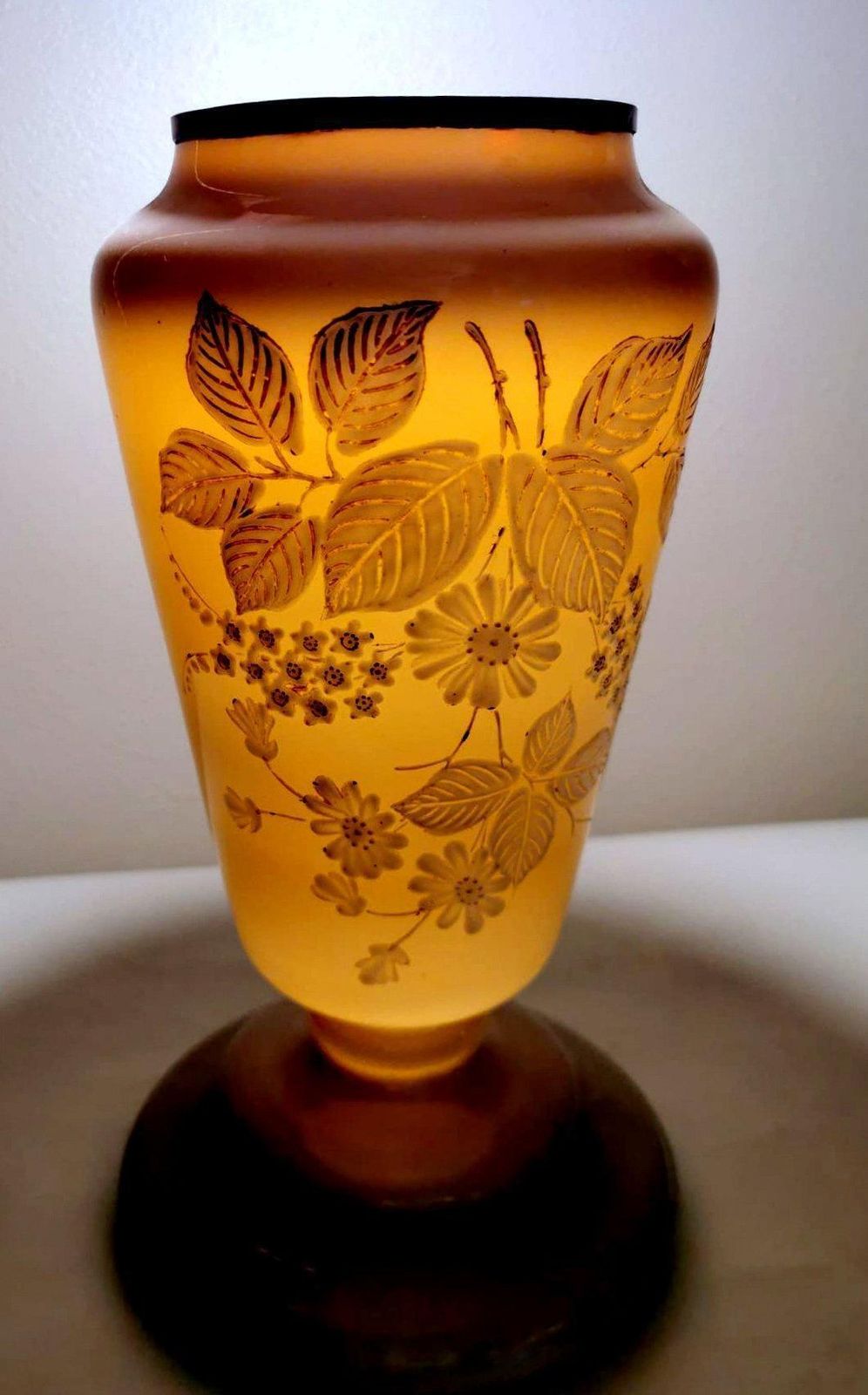 photo for sale French Grey Opaline Glass Vase With Hand Painted Flowers Liberty Style