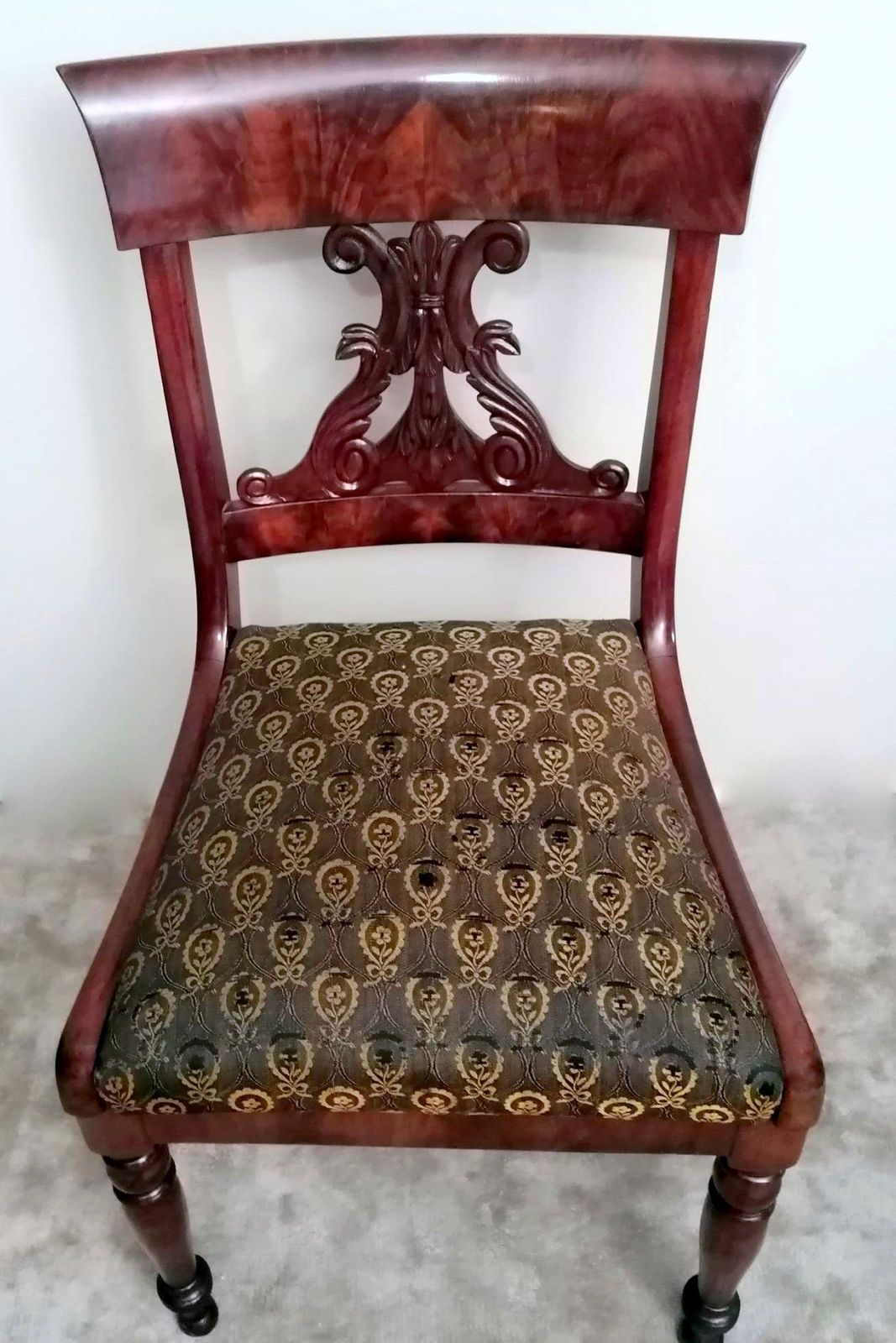Biedermeier Style Danish Chair In Wood And Fabric photo for sale