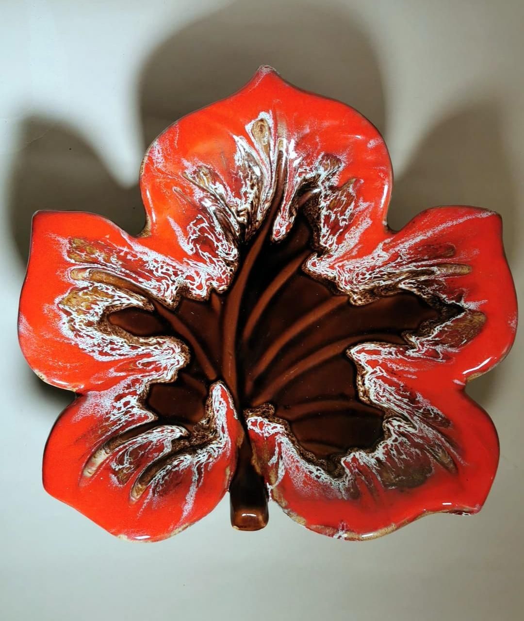 Vallauris France Colorful Ceramic Table Centerpiece Leaf Shaped photo furniture