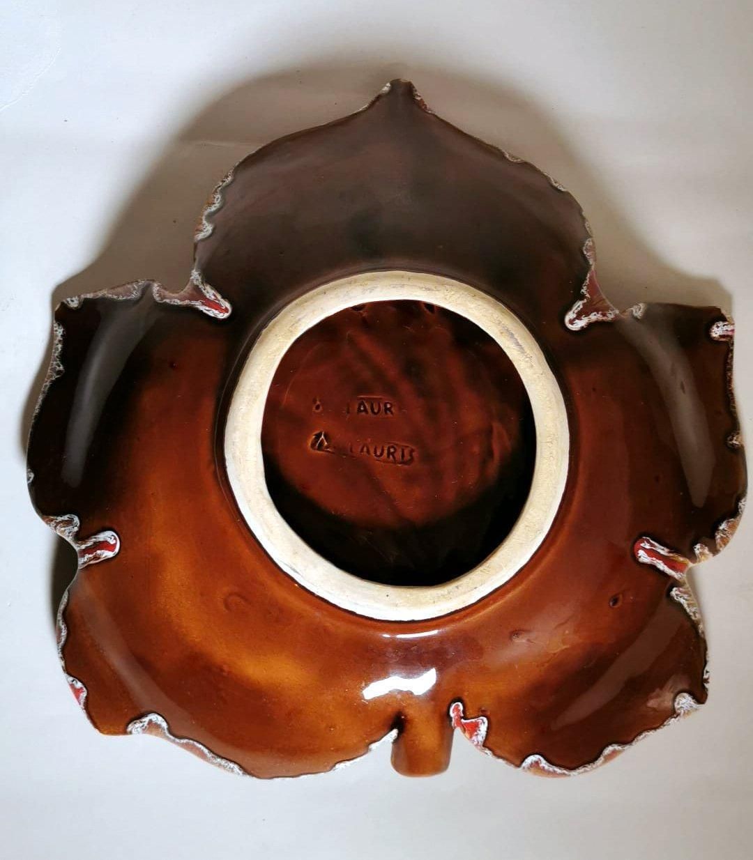 photo for sale Vallauris France Colorful Ceramic Table Centerpiece Leaf Shaped