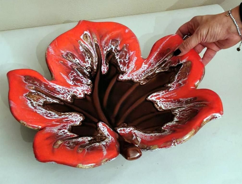 photo buy Vallauris France Colorful Ceramic Table Centerpiece Leaf Shaped