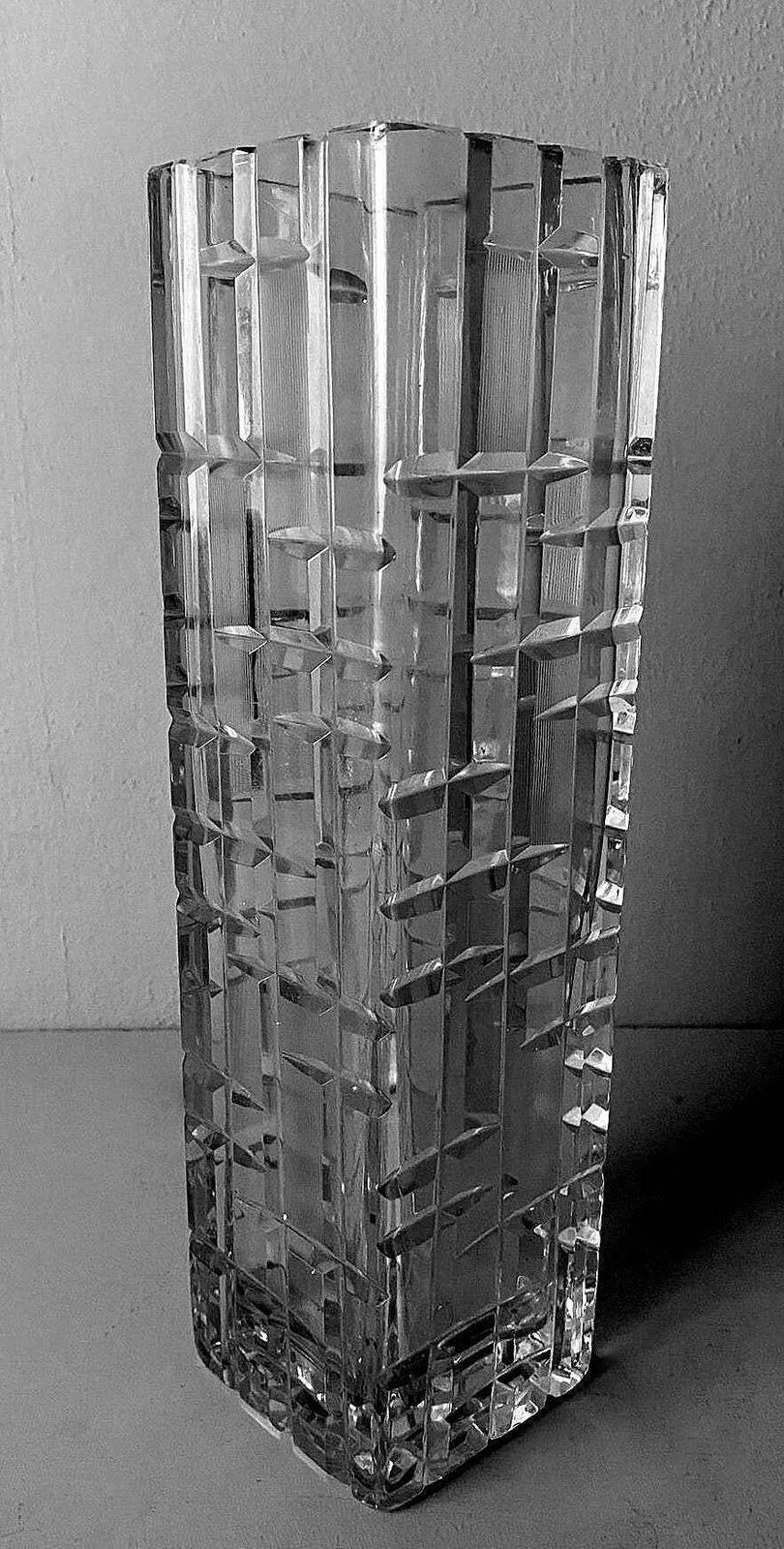 Italian Craftsmanship Hand Cut And Hand Polished Beveled Crystal Vase photo for sale