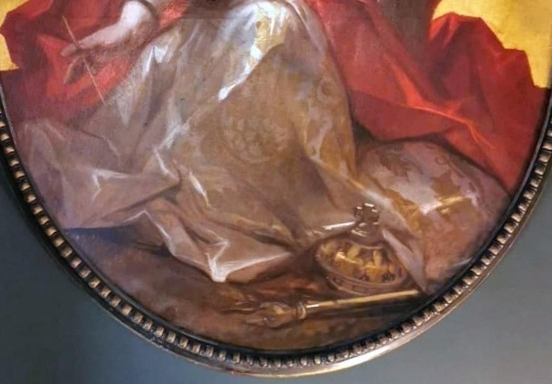 photo furniture Napoleon III Style Large Oil On Canvas French Subject Calliope Gold Background