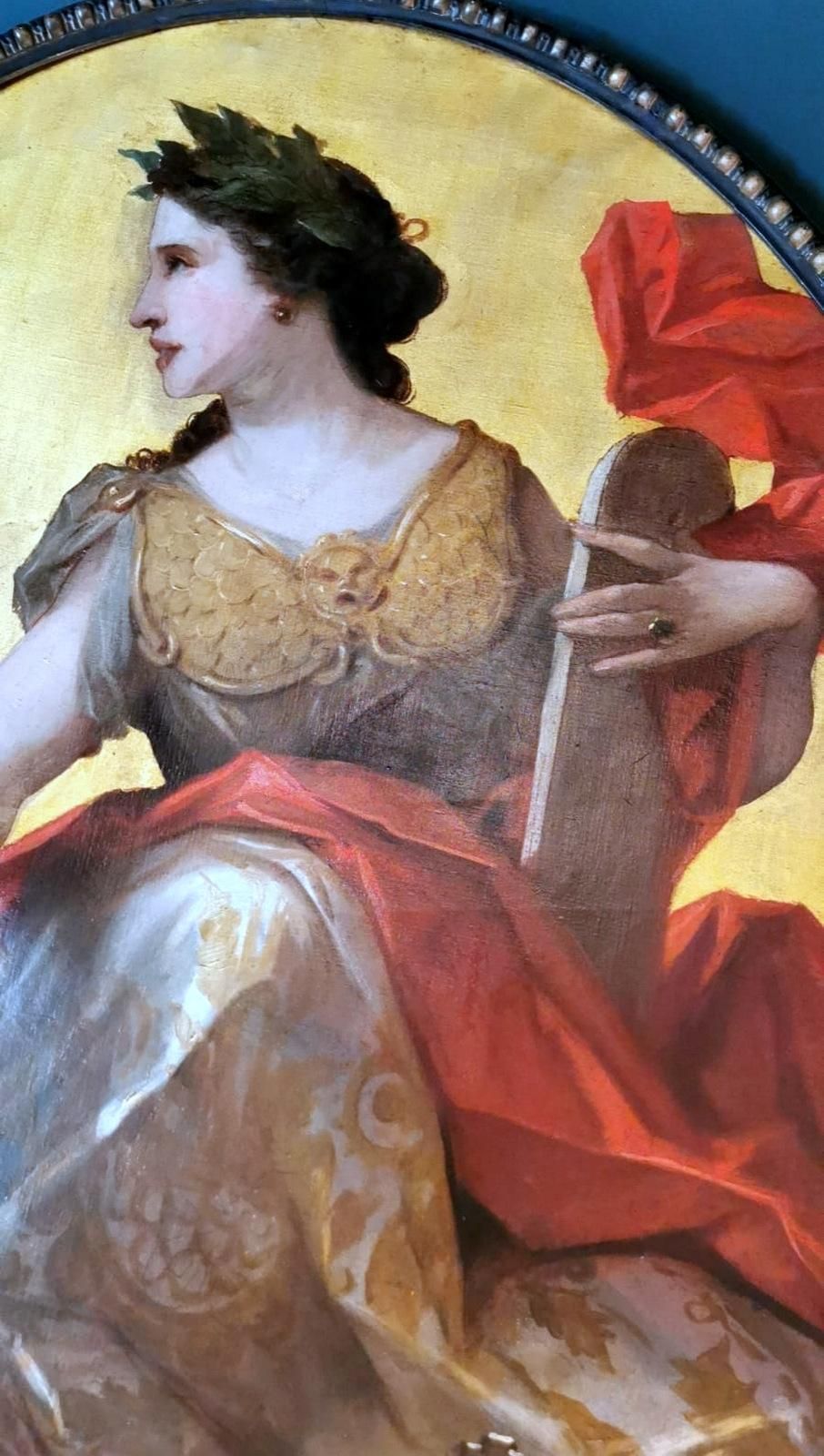 Art Napoleon III Style Large Oil On Canvas French Subject Calliope Gold Background photo