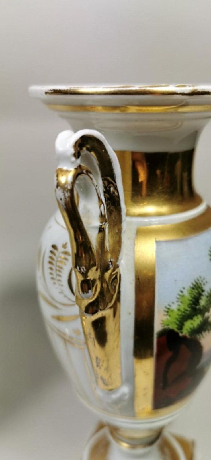 photo for sale Porcelain De Paris Pair Of Hand Painted Vases Napoleon III, France