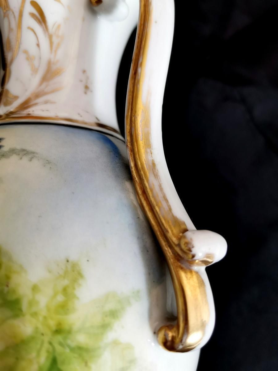 photo vinterior Porcelain De Paris Napoleon III Pair Of French Hand Painted Vases
