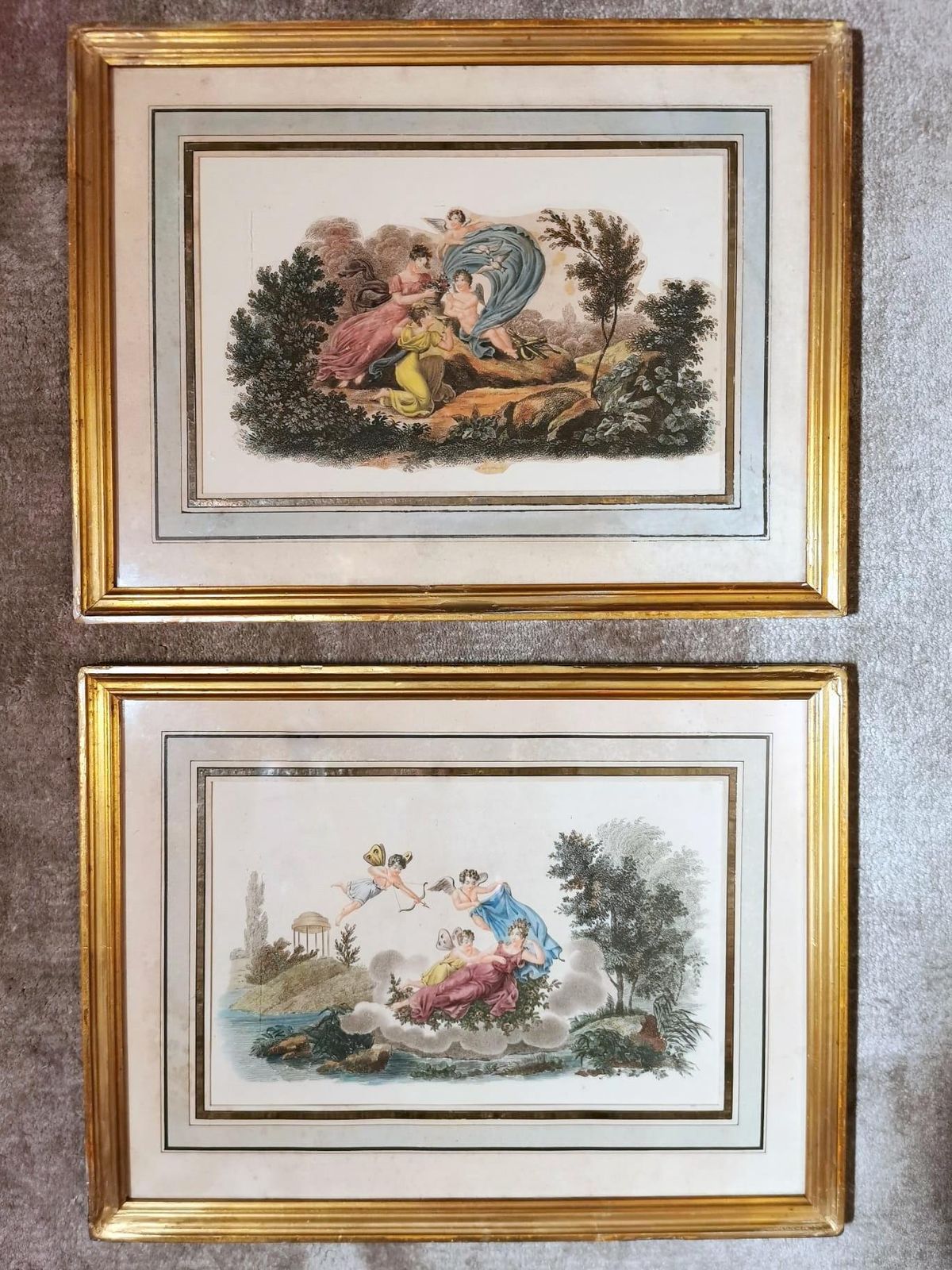 Nargeol Adrien Pair Prints Painted Watercolor With Gilded Frames photo furniture