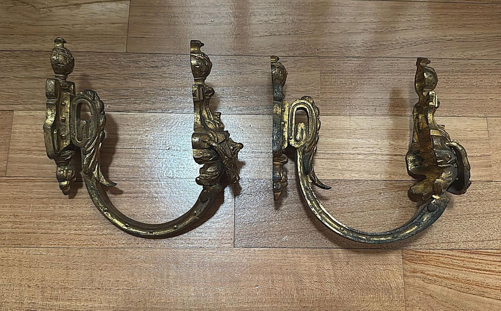Louis XVI Style Pair Of French Bronze Curtain Holdbacks, Gilded And Chiseled photo Home Decor