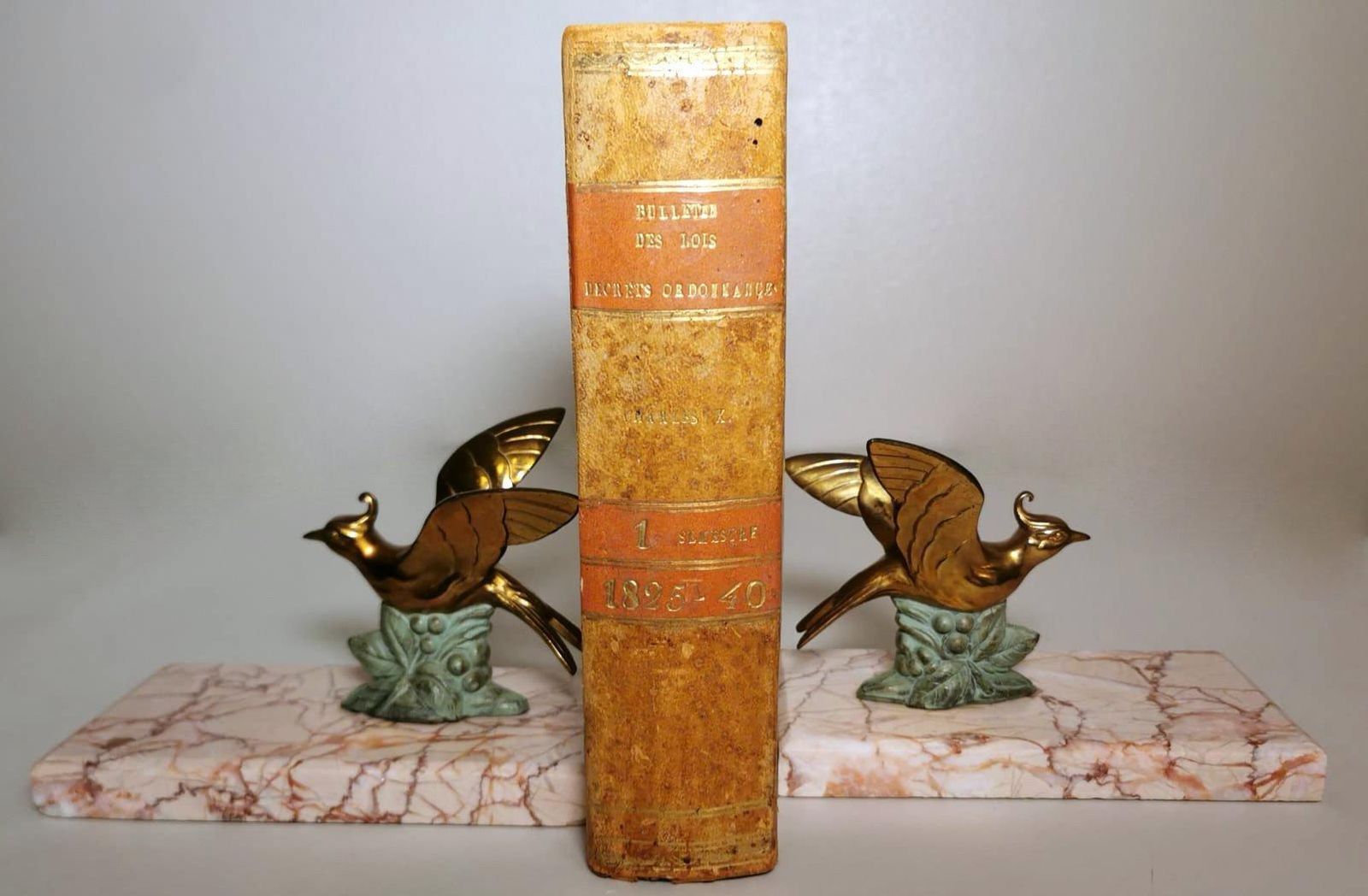 Art Deco France Pair Of Metal Bird Bookends With Fine Marble Base photo furniture