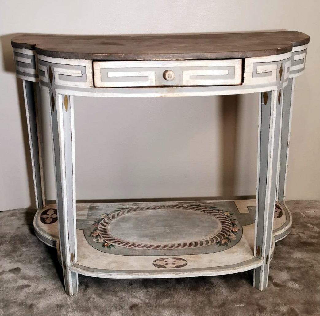 Louis XV Style French Wood Console Table With White Matte Lacquer Finish photo Furniture