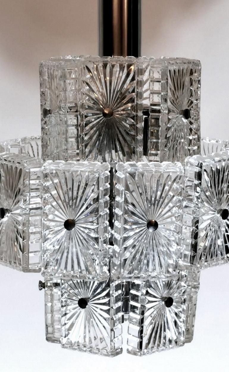 Vintage Italian Half Crystal And Nickel Plated Metal Chandelier photo buy
