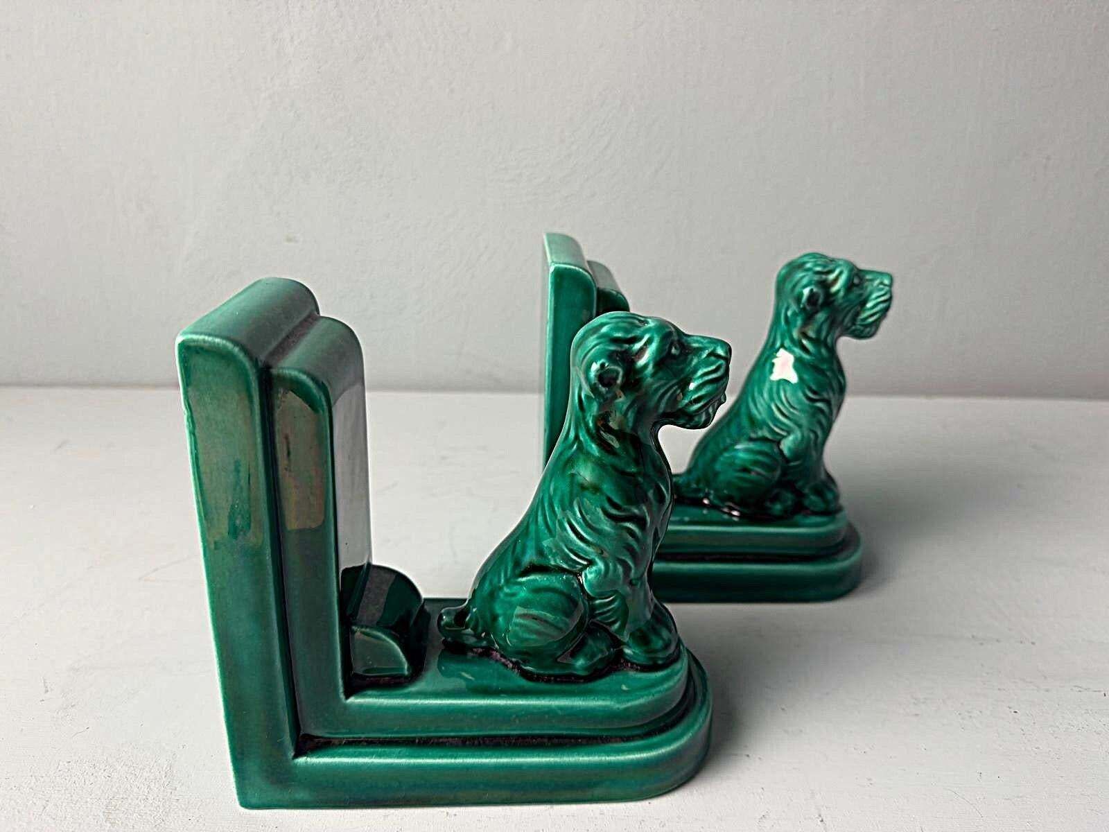 Art Deco Pair Of French Ceramic Bookends In Saint Clément Style photo 507.0