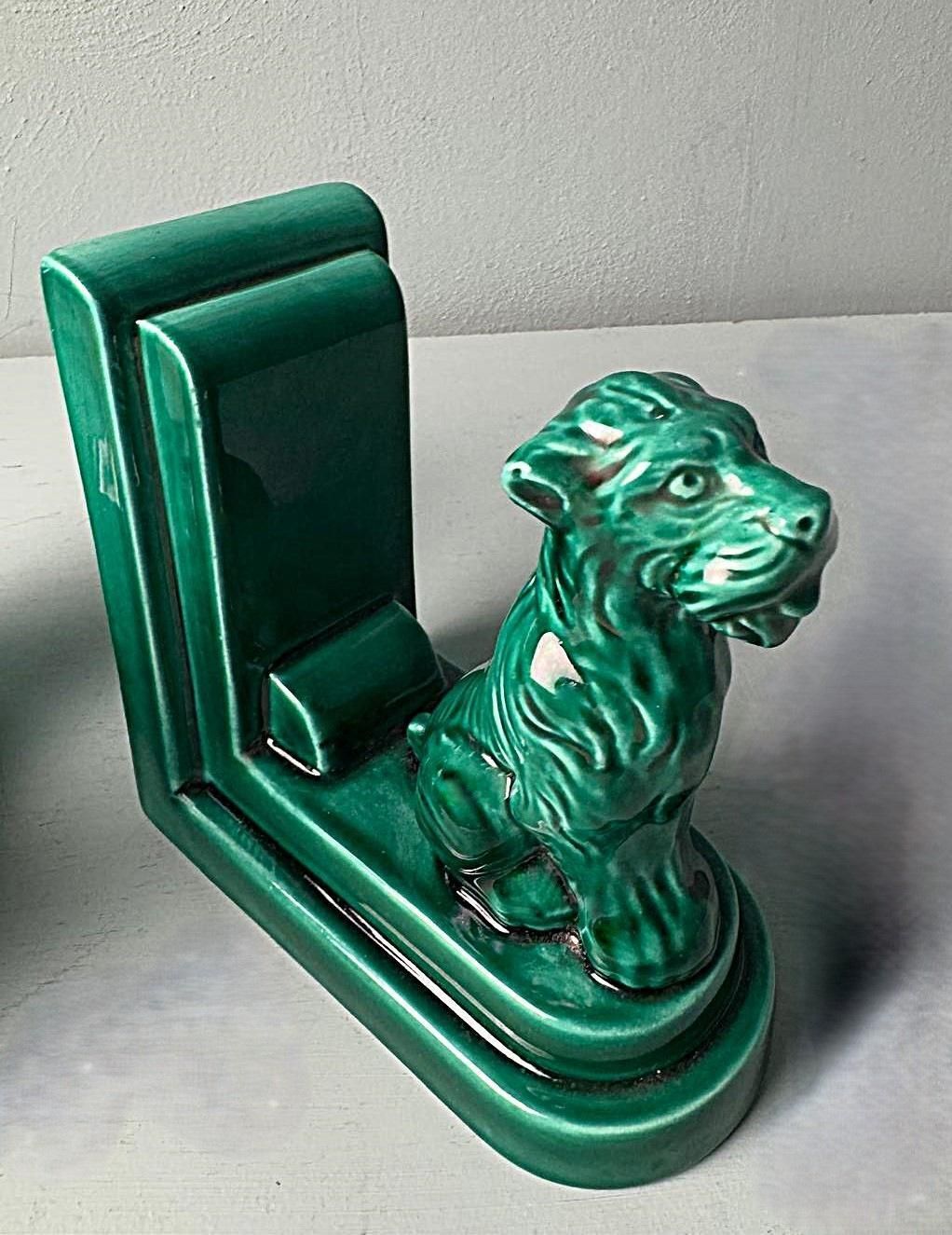 photo for sale Art Deco Pair Of French Ceramic Bookends In Saint Clément Style