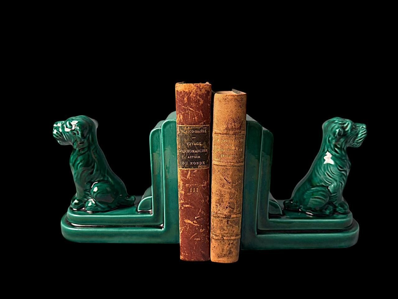 photo buy Art Deco Pair Of French Ceramic Bookends In Saint Clément Style