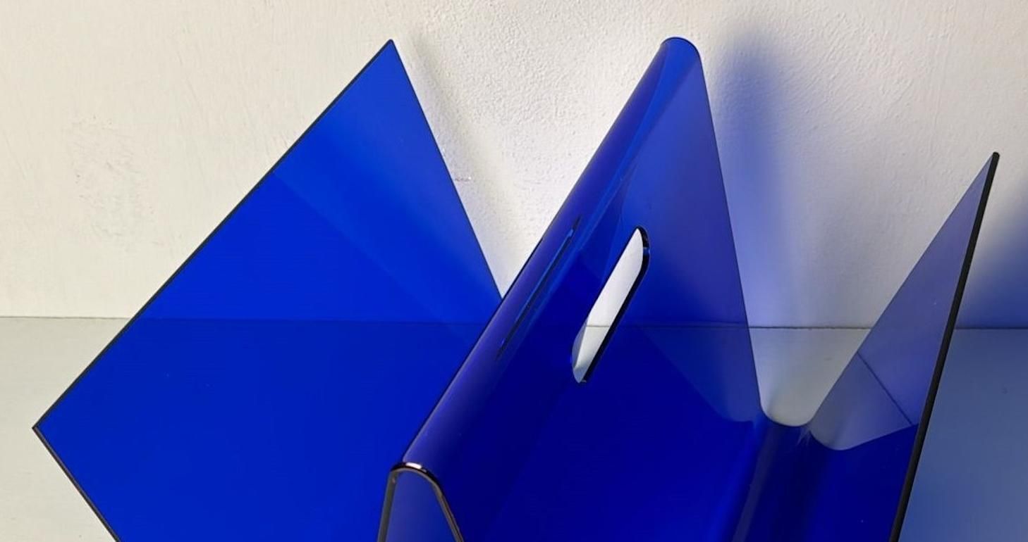 photo buy Space Age Style  Italian Blue Plexiglass Magazine Rack