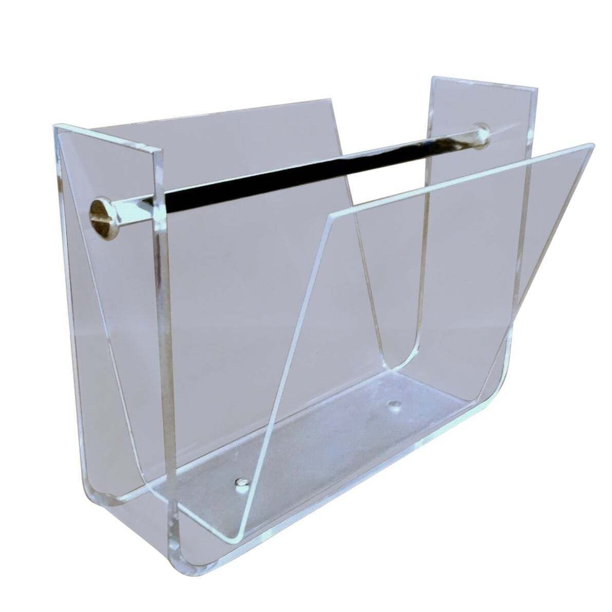 Space Age Style Italian Clear Plexiglass Magazine Rack