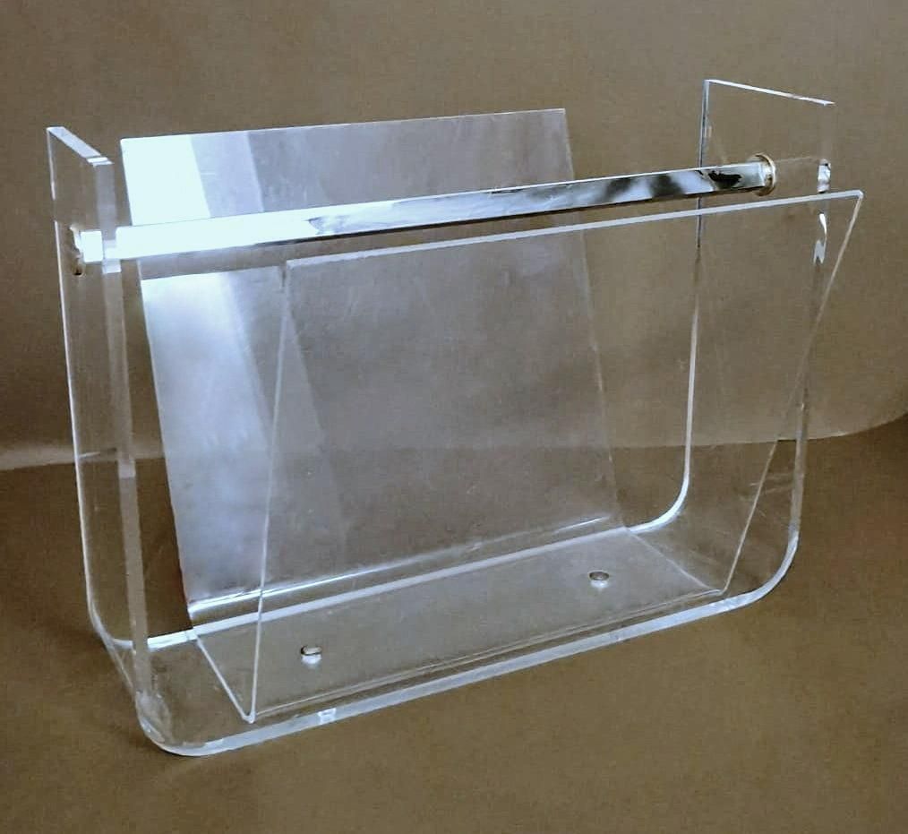 Space Age Style Italian Clear Plexiglass Magazine Rack photo 296.0