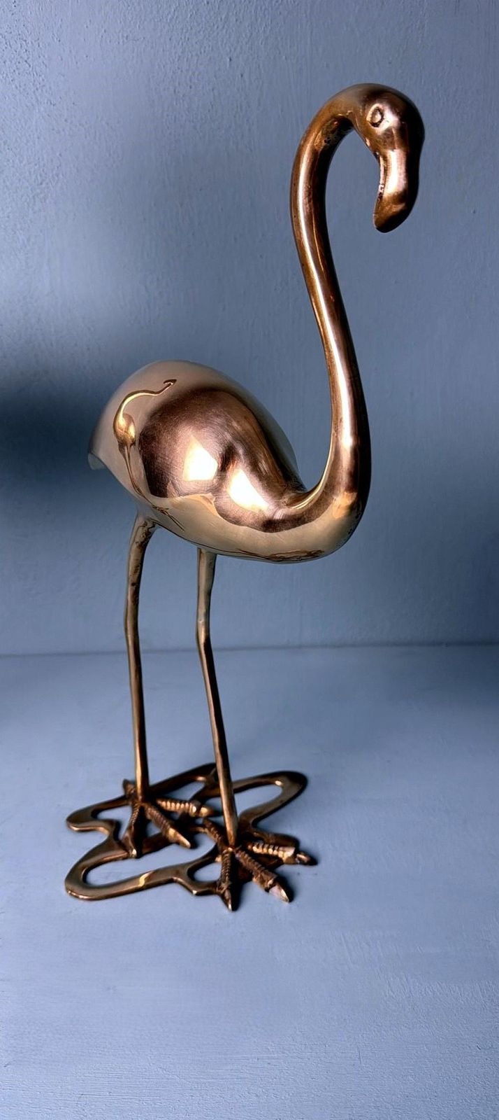 photo vinterior Italian   Mid Century Pair Of  Brass Flamingos In Hollow