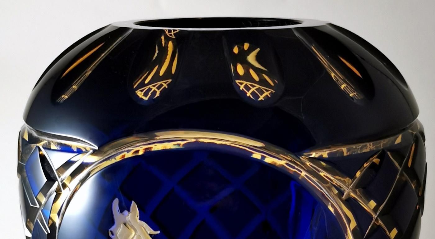 photo buy Art Deco Large Italian Bi Color Crystal Vase Cut And Ground By Hand