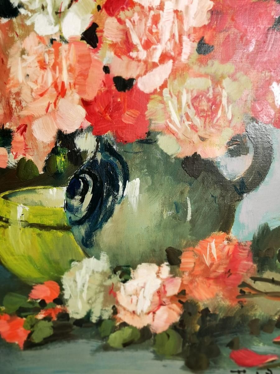 Romantic French Oil On Canvas Painting photo vinterior