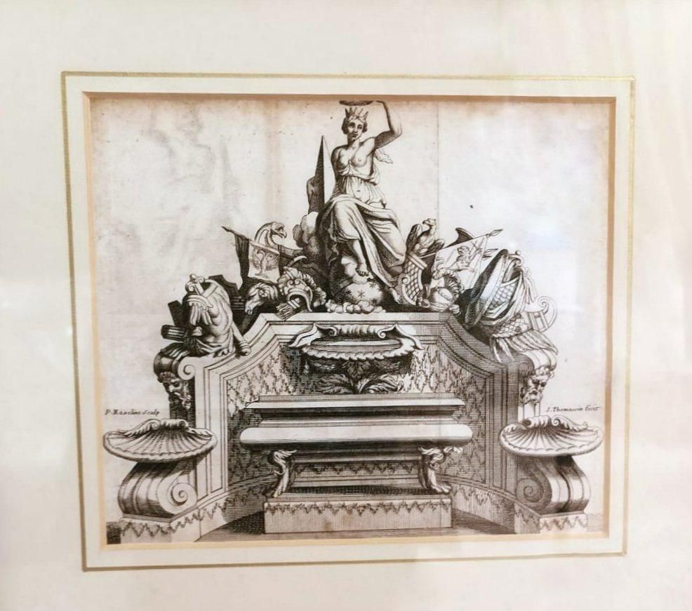 Simon Thomassin French Print " La Gloire De La France" Etched With Wooden Frame photo Art