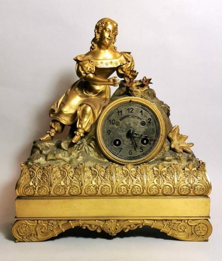 Louis XVI Style French Mantel Clock In Gilded Bronze photo furniture