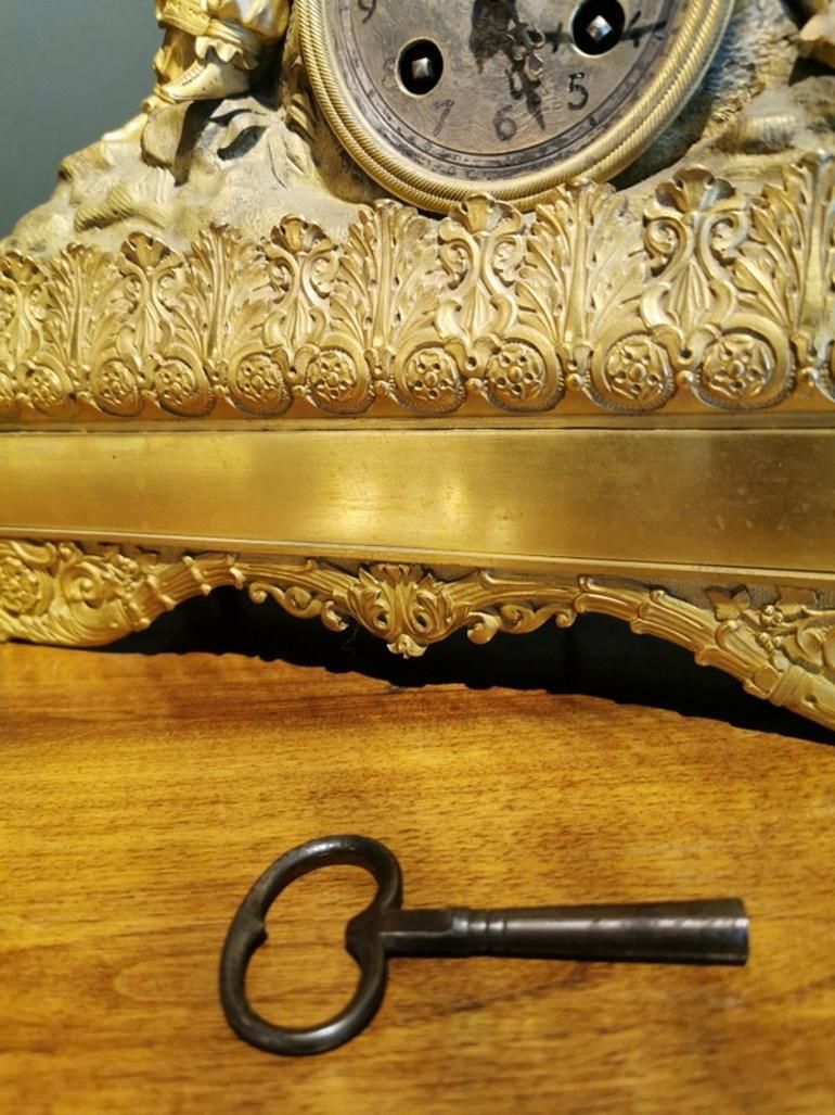 2455.0 Louis XVI Style French Mantel Clock In Gilded Bronze photo