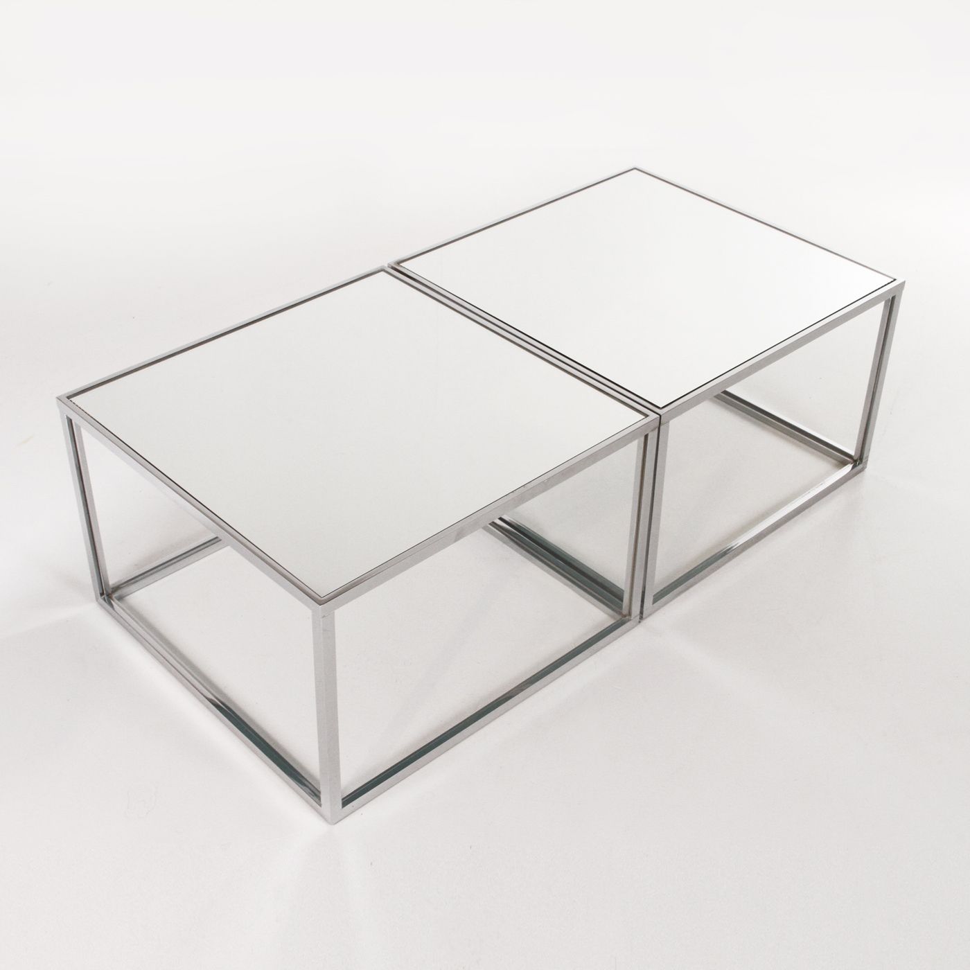 N.2 Coffee Tables In Glass And Chromed Metal, 70s photo furniture