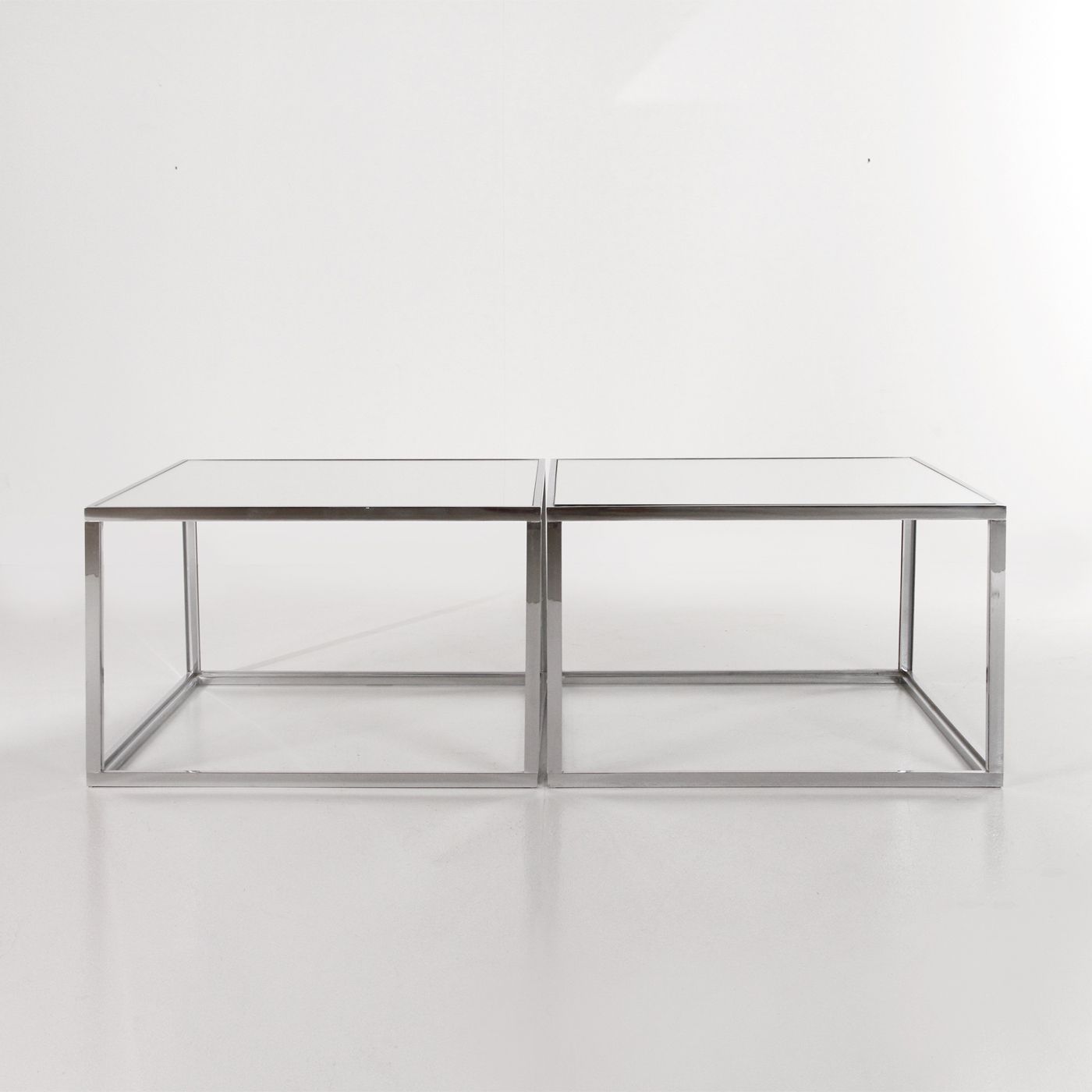 N.2 Coffee Tables In Glass And Chromed Metal, 70s photo for sale