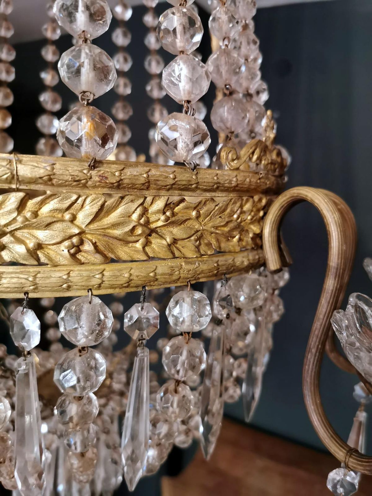 Lighting Louis XVI Style Hot Air Balloon Chandelier Lead Crystal And Gilded Brass photo