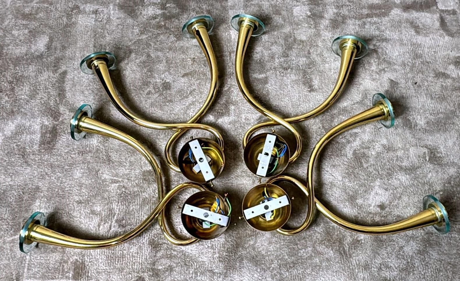 Gio’ Ponti   Emilio Gancia  Style Set Of 4 Brass Appliques With Crystal Bobeches photo 2703.0