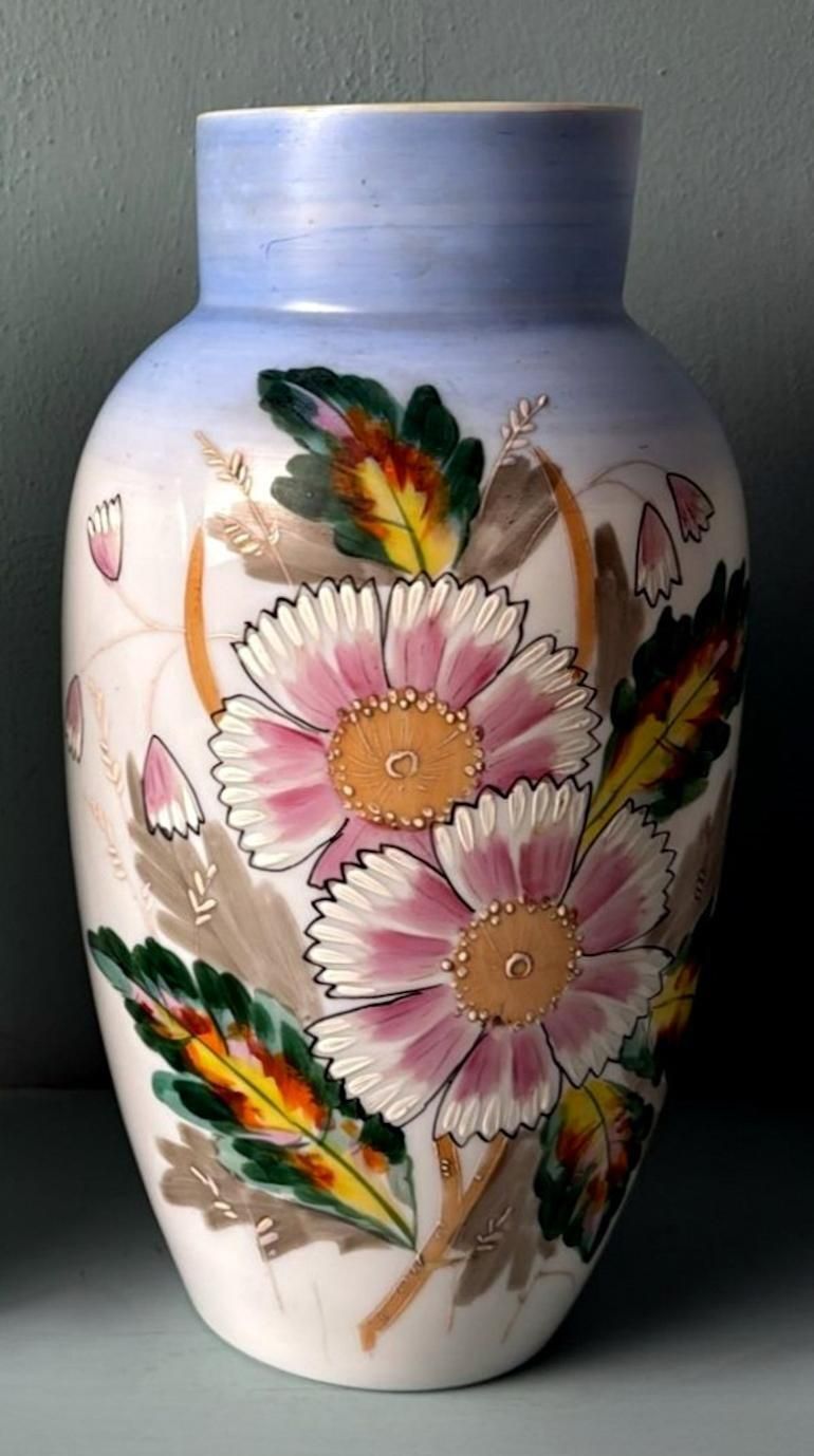 Home Decor Napoleon III Style Pair Of Hand Painted Opaline Glass Vases photo