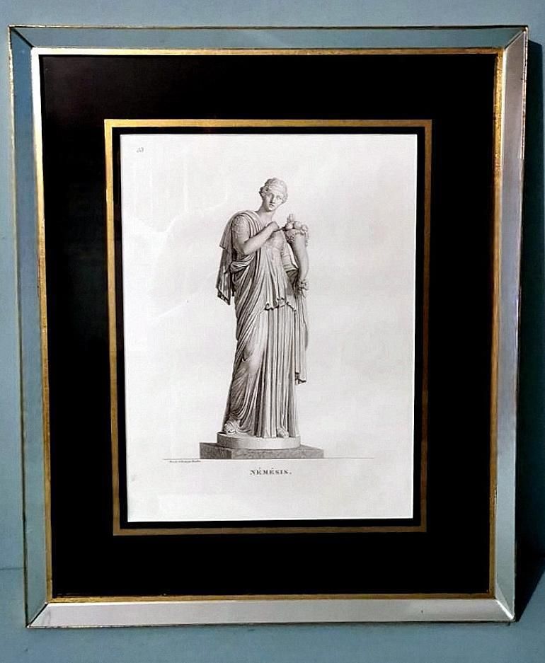 A French Print Depicting "Nemesis "In Italian Frame With Mirrors" photo furniture