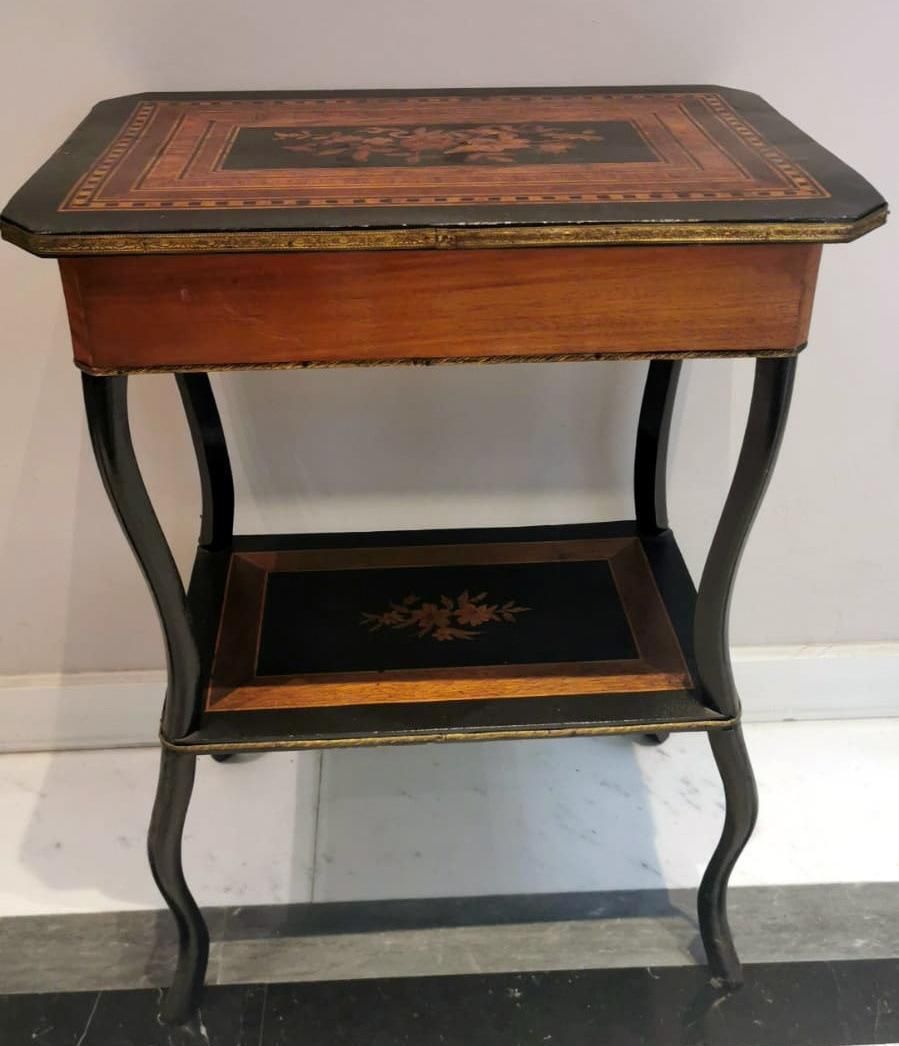 Napoleon III Style French Dressing Table With Mirror And Faux Drawer photo furniture