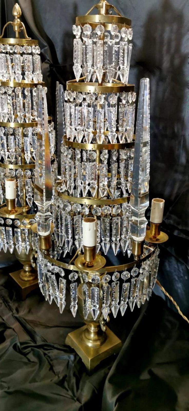 Louis XVI Style French Majestic Pair Of Crystal And Bronze Girandoles photo for sale