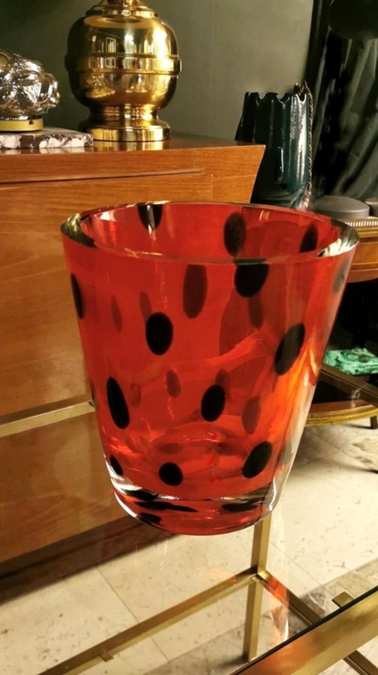 Salviati Murano Glass Vase “Sommerso” Signed photo vintage