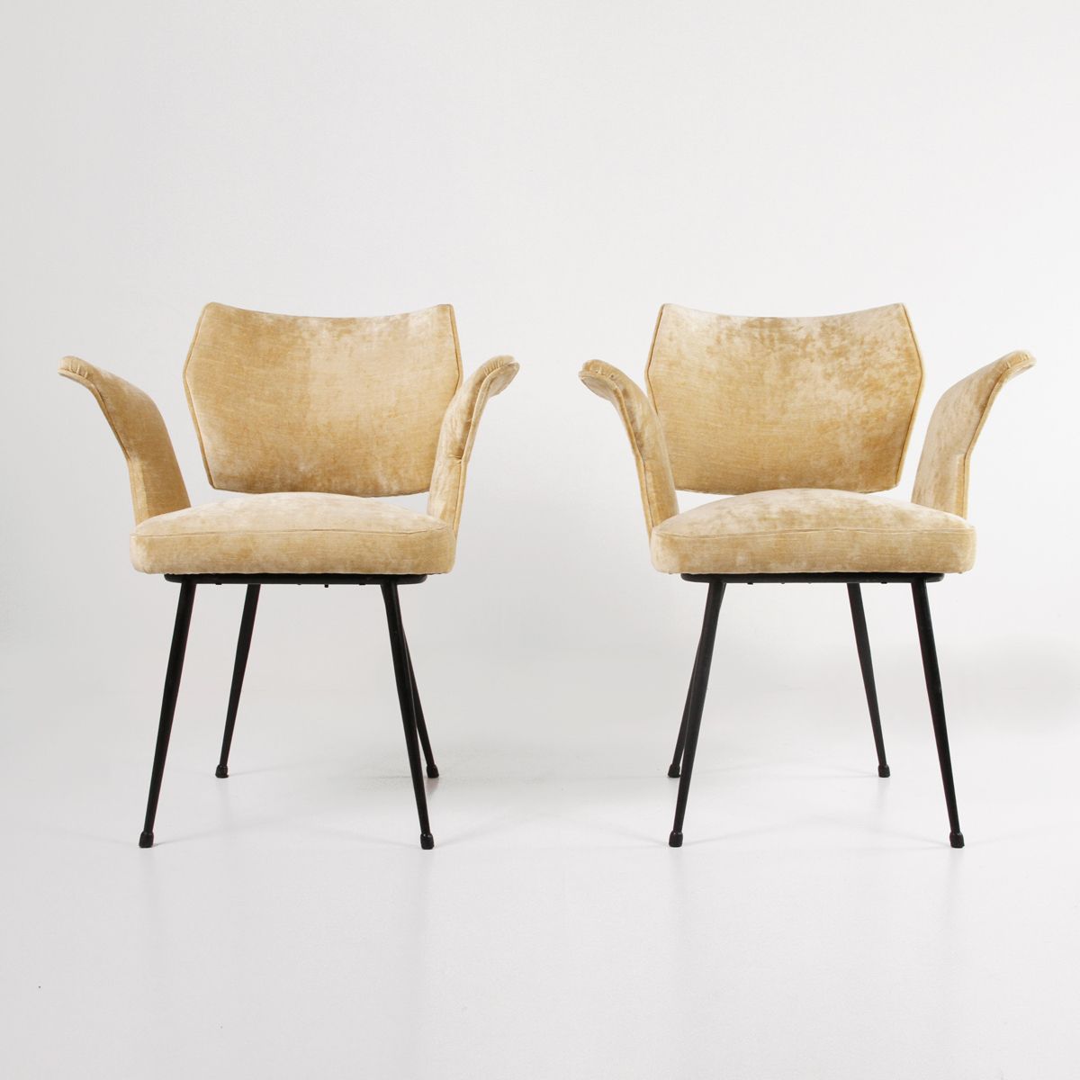 Pair Of Velvet Chairs With Armrests From The 60s photo for sale