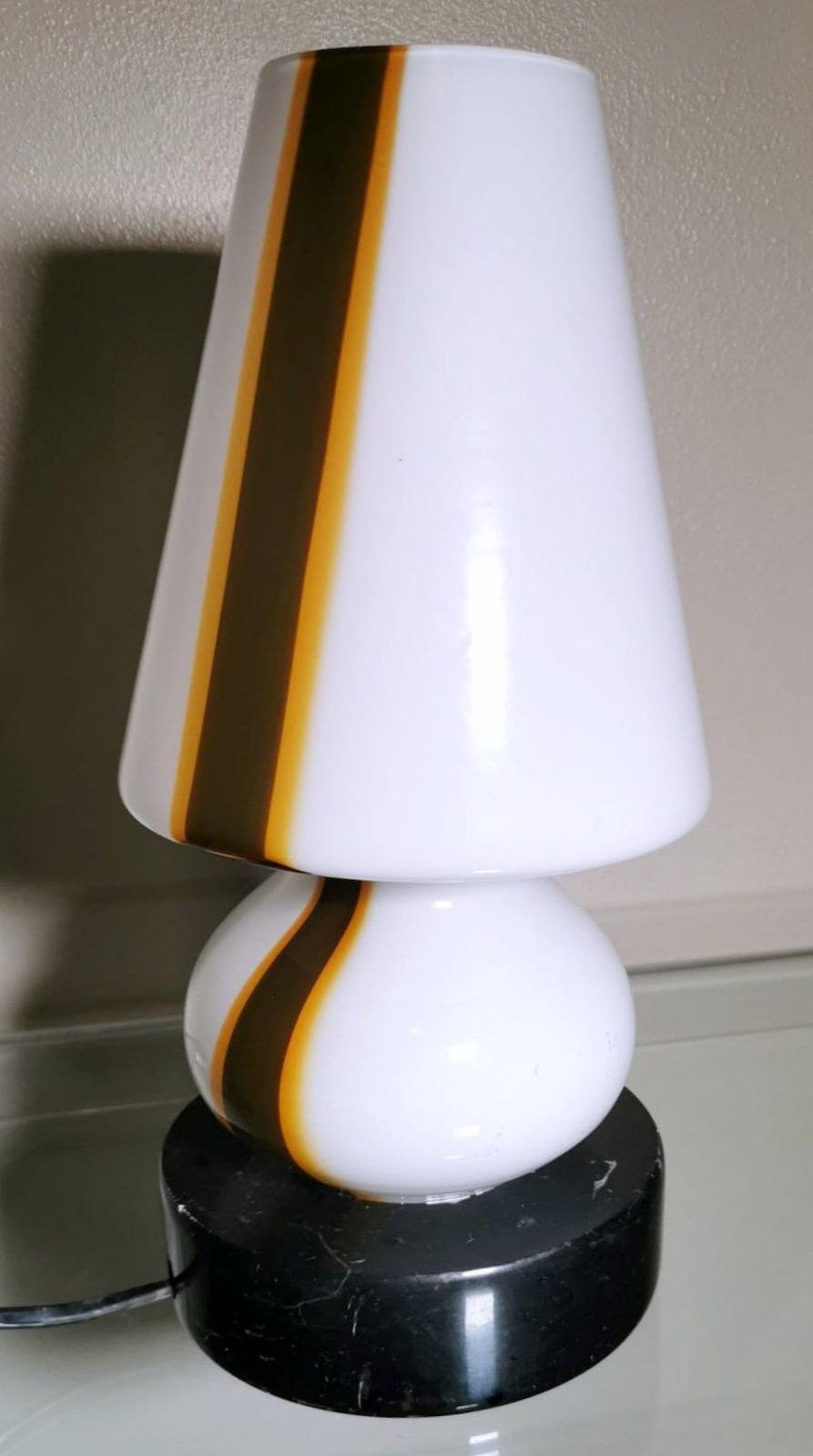 Carlo Moretti Style Space Age Lamp From Murano In Opaline Glass And Marble Base photo furniture