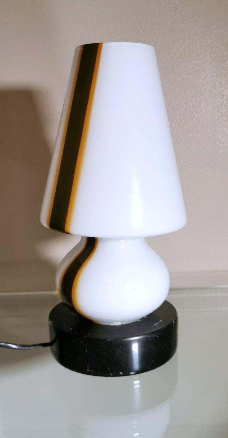 Carlo Moretti Style Space Age Lamp From Murano In Opaline Glass And Marble Base photo for sale