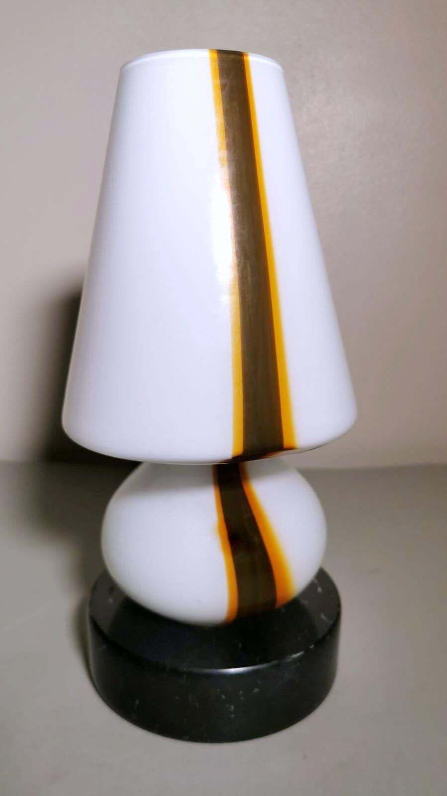 Carlo Moretti Style Space Age Lamp From Murano In Opaline Glass And Marble Base photo Lighting