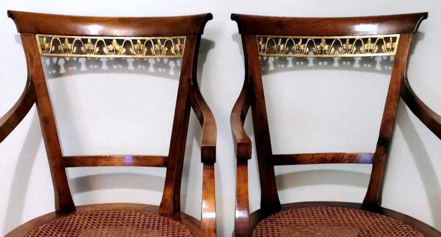 Empire Style Pair Of Italian Chairs "King" With "Vienna Straw" photo 2116.0