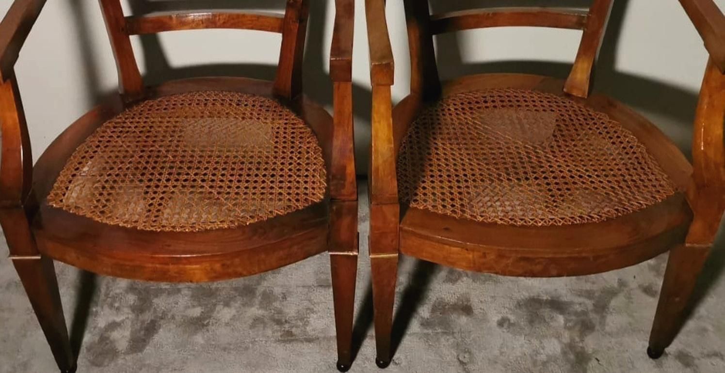 Empire Style Pair Of Italian Chairs "King" With "Vienna Straw" photo vinterior