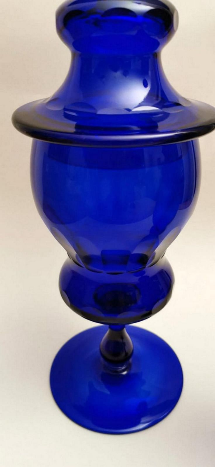 Murano "Albarelli" Italian Pair Of Bottles With Lid Blue Blown Glass photo vintage